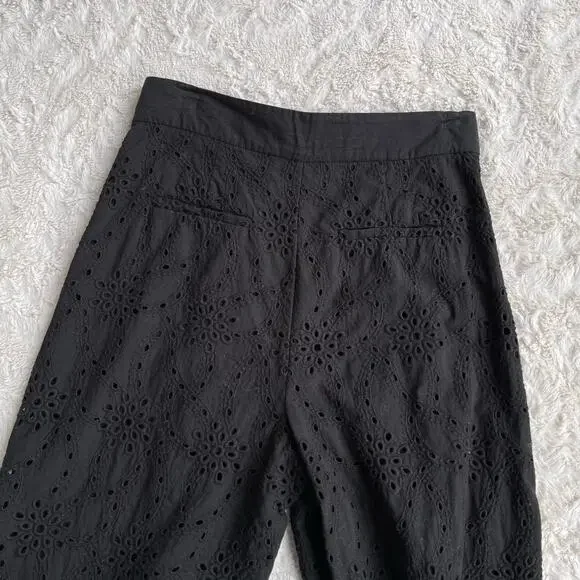 SOLD Zara eyelet lace high rise waist trouser pants cropped ankle trousers black - Picture 11 of 17